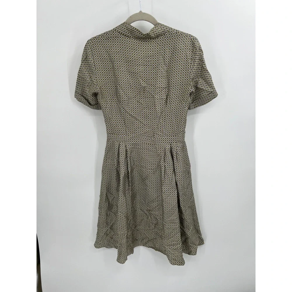 Michael Kors Collection Silk Shirt Dress Geometric Print Made in Italy Yellow 4